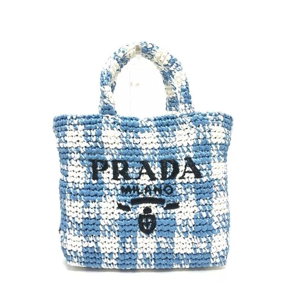 PRADA Small Crochet Basket Bag Tote Bag Handbag - Picture 1 of 12